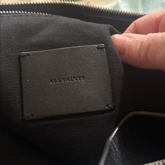 AllSaints Large Black Leather Shoulder Bag - Picture 3 of 5